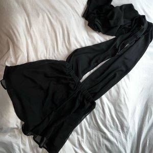 Black romper multiple ways to tie